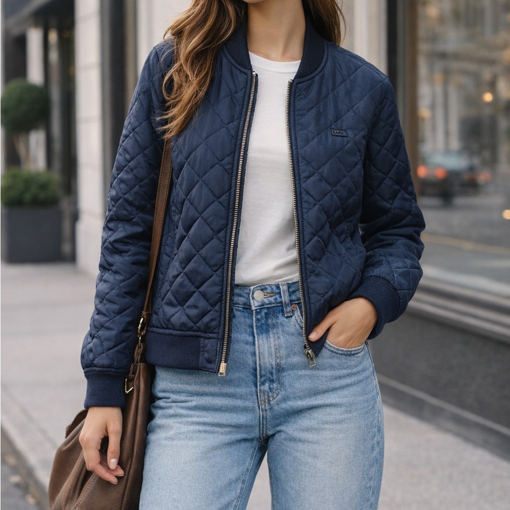 Levi's Women's Dark Blue Quilted Bomber Jacket